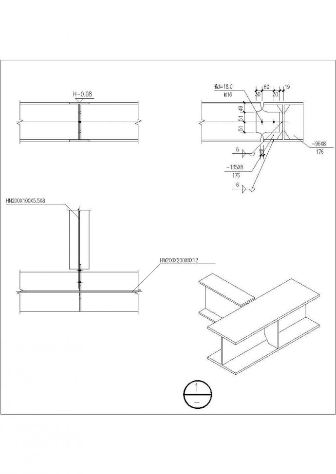 某高层框架结构公寓LOFT夹层设计cad钢结构施工图_图1