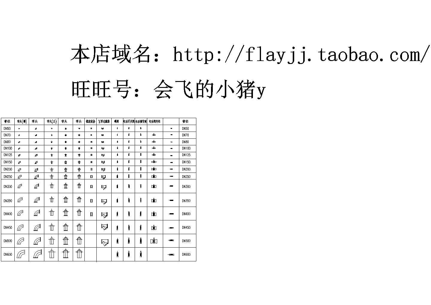 管道常用管件大样图.（标注详细）