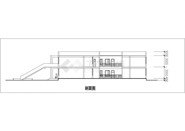 某小区1600平米2层框架结构幼儿园平立剖面设计CAD图纸-图一