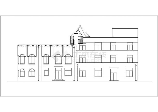 苏州市蠡口幼儿园占地1000平米3层框架结构教学楼建筑设计CAD图纸-图一