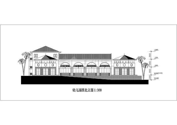 昆山市巴城幼儿园1500平米3层砖混教学楼平立剖面设计CAD图纸-图二