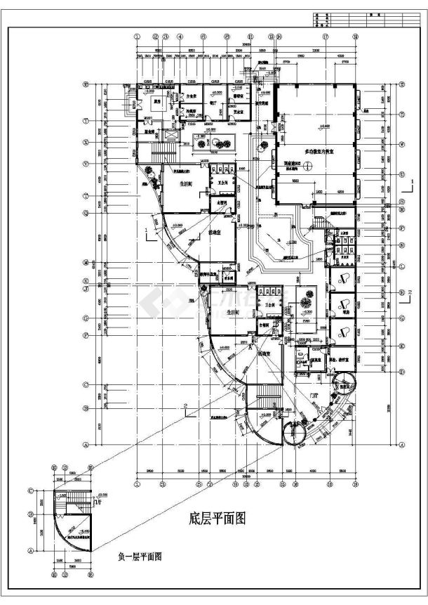 天津市澜溪苑小区幼儿园1800平米3层框架教学楼平立剖面设计CAD图纸-图一