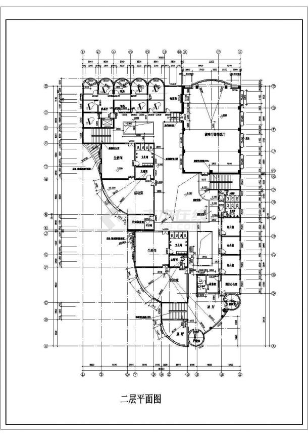 天津市澜溪苑小区幼儿园1800平米3层框架教学楼平立剖面设计CAD图纸-图二