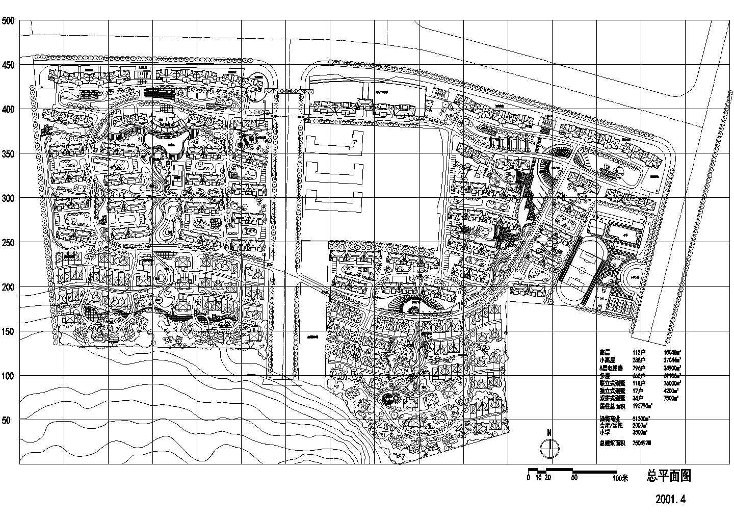 某区域规划总平面设计详细施工方案CAD图纸