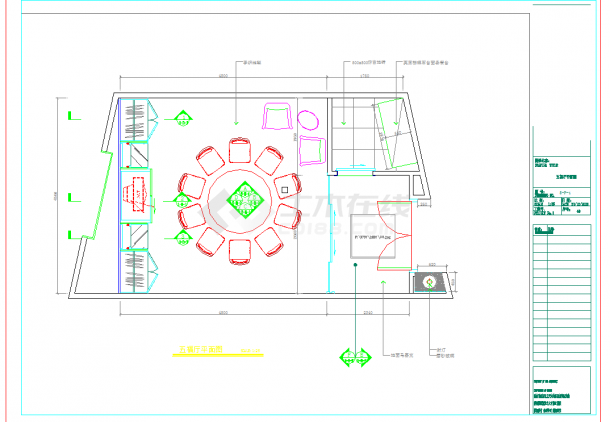 某星级酒店餐厅包厢室内装修设计cad全套施工图（含七套包厢设计）-图一
