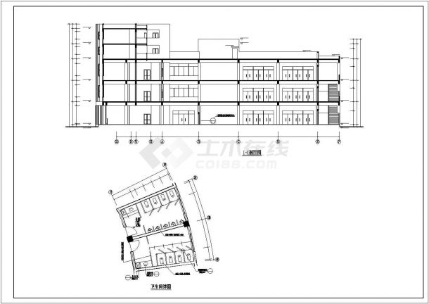 广元某高校8100平米五层框架结构学生食堂建筑设计CAD图纸-图一