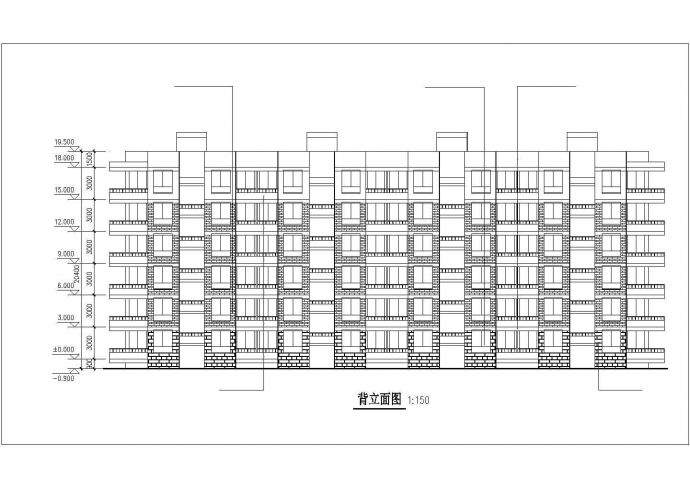 4500平米左右6层砖混结构住宅楼平立剖面设计CAD图纸（1层8户）_图1