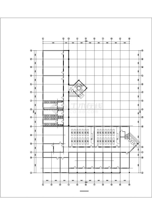 汾阳某技术学院3900平米3层框架教学楼建筑设计CAD图纸-图一