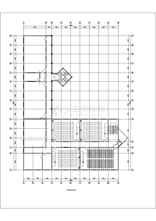 汾阳某技术学院3900平米3层框架教学楼建筑设计CAD图纸-图二