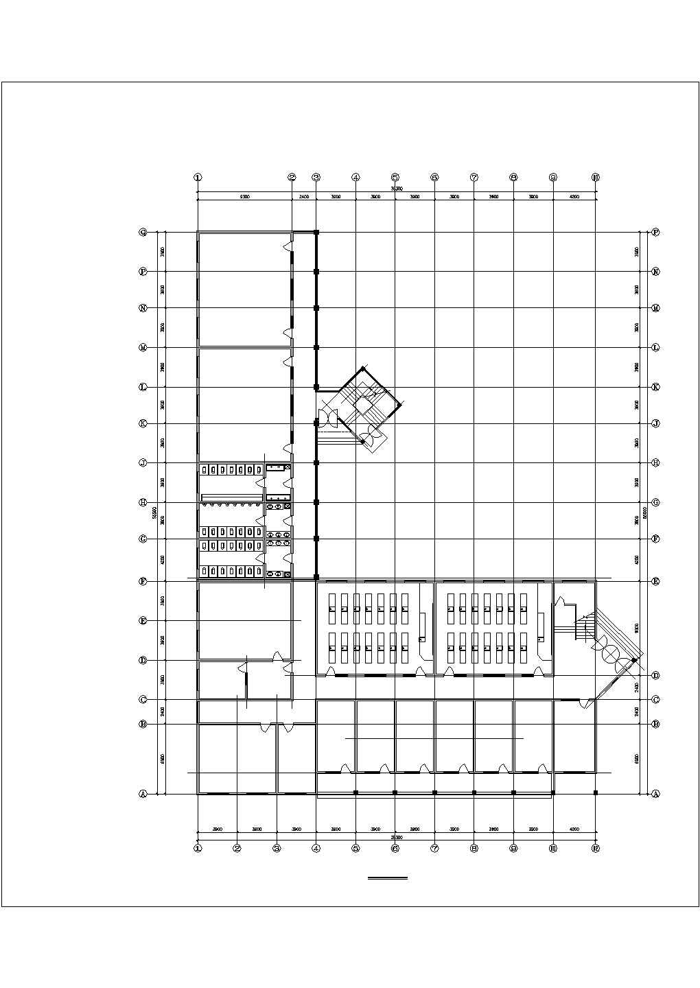 汾阳某技术学院3900平米3层框架教学楼建筑设计CAD图纸