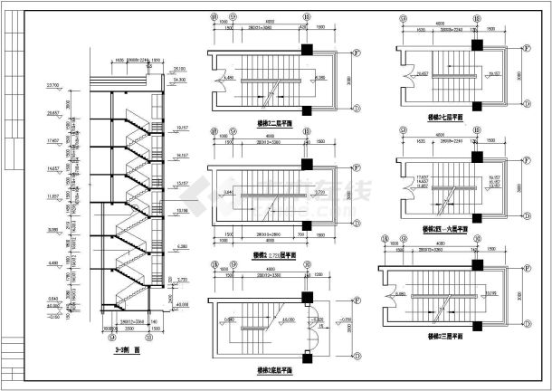 7层现代办公楼建筑施工CAD图纸-图一