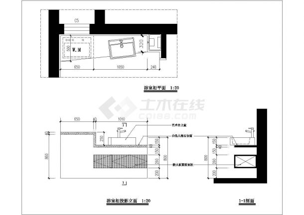 某现代欧式风格住房剖面设计cad施工图-图二