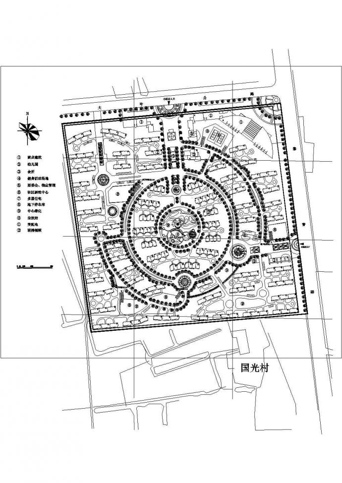 某大型居民小区总平面设计详细施工方案CAD图纸_图1