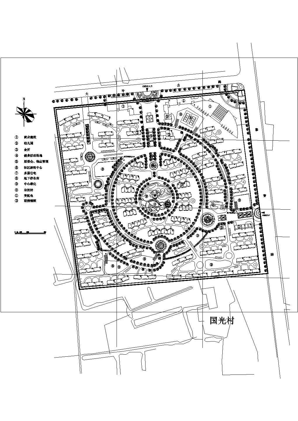 某大型居民小区总平面设计详细施工方案CAD图纸