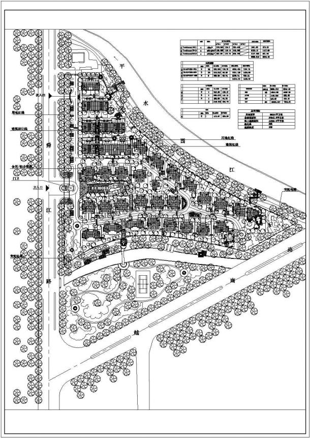 某高档小区规划总平面设计详细施工方案CAD图纸-图一