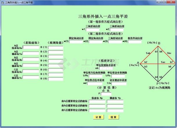 三角形外插入一点三角平差计算软件