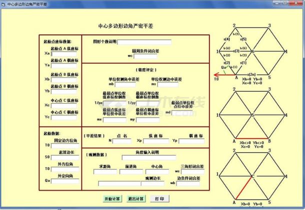 中心多边形严密边角平差计算软件