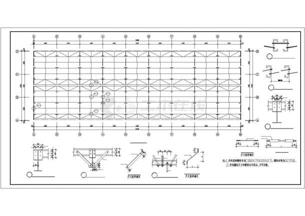 【最新】某钢架结构电子厂房设计方案CAD图纸-图一