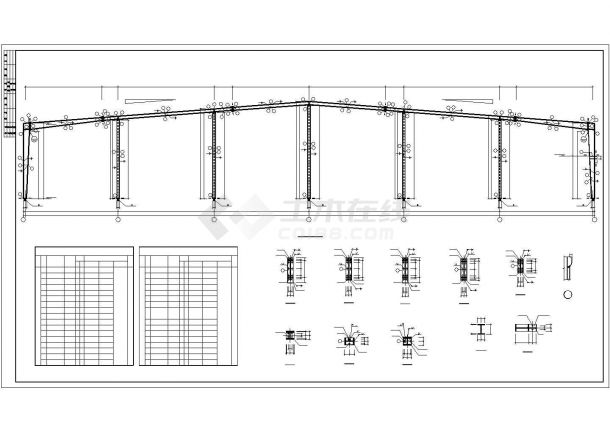 【最新】某高新区钢结构带吊车厂房设计方案CAD图纸-图一