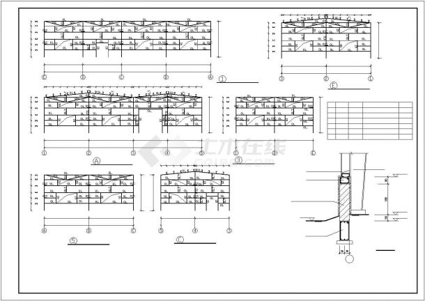【最新】某工业区钢结构厂房设计方案CAD图纸-图二