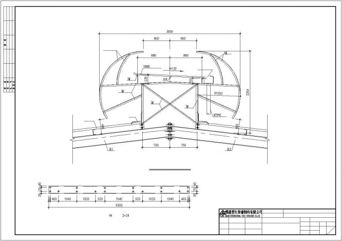 【最新】某钢结构气楼设计方案CAD图纸_图1