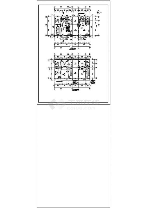 联排两层别墅建筑cad设计施工图-图二