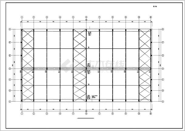 【最新】某钢梁排架柱厂房建筑设计方案CAD图纸-图一