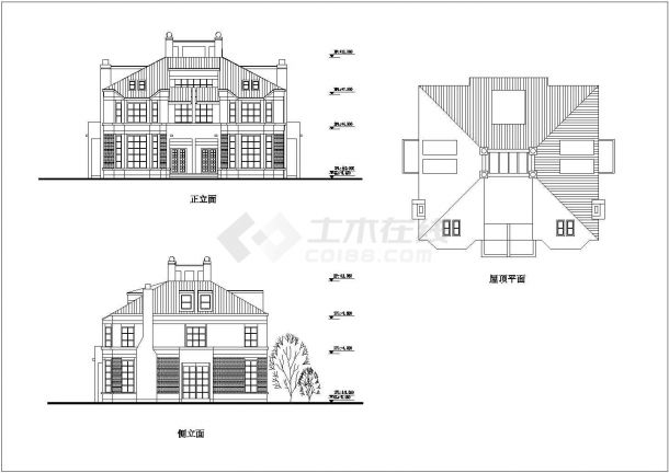 某二层框架结构简欧小别墅设计cad建筑方案图（含户型经济指标）-图一