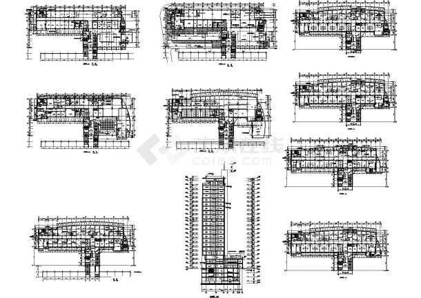 某医院高层框架结构住院部大楼设计cad建筑方案图（标注详细）-图二