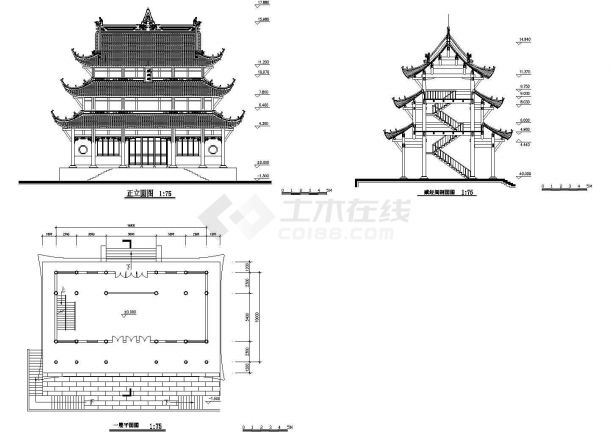 重庆宝轮寺藏经阁方案设计图纸-图二