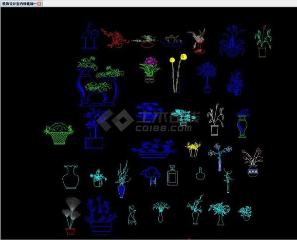 装饰设计室内绿化饰品陈设CAD图库