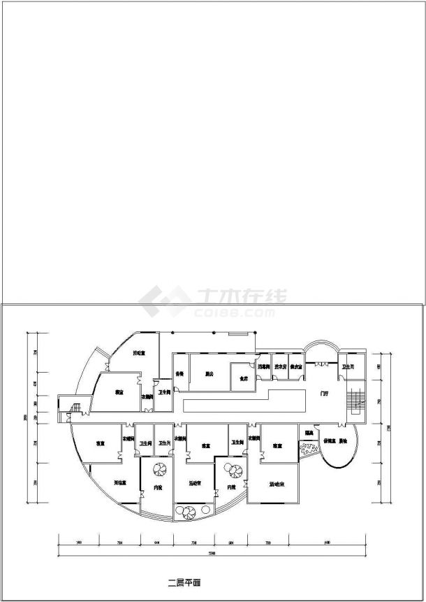 某小区两层幼儿园建筑设计CAD施工图-图二