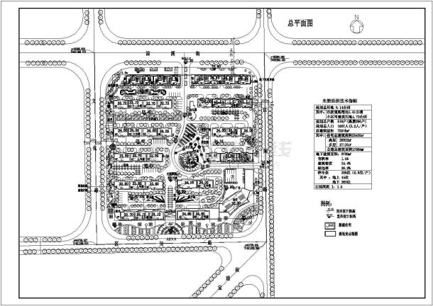 7.33万平米花园洋房小区总规划建筑设计CAD施工图-图一