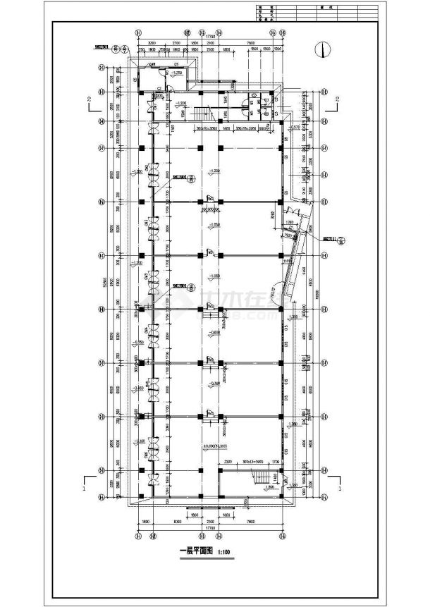 石家庄某中学6300平米7层框架结构宿舍楼建筑设计CAD图纸-图一