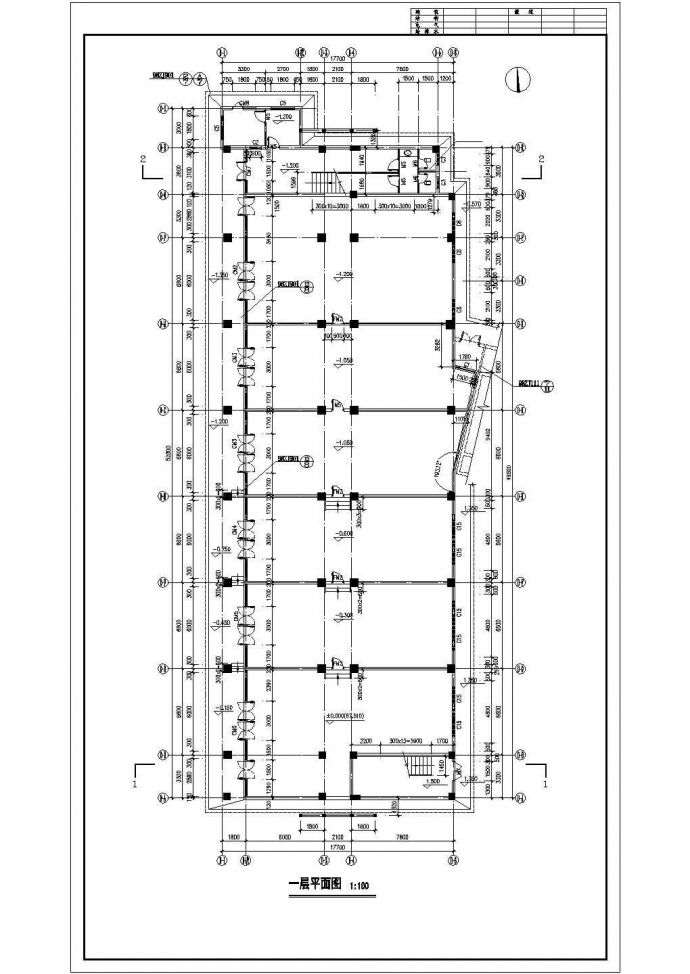 石家庄某中学6300平米7层框架结构宿舍楼建筑设计CAD图纸_图1