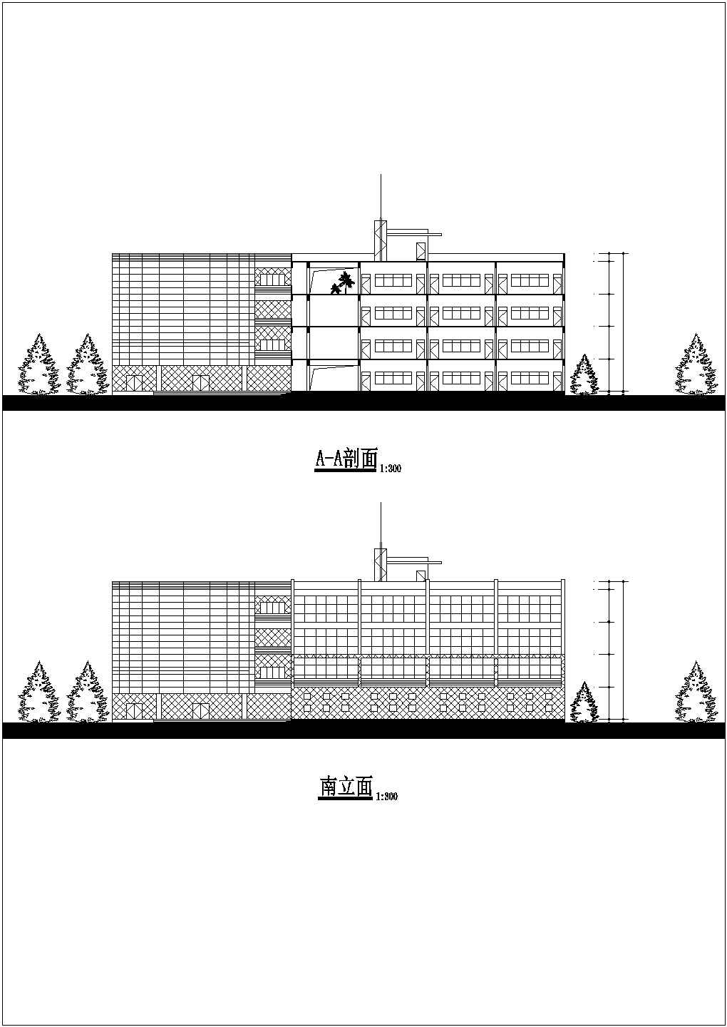 某学校9000平米四层框架结构教学楼建筑设计CAD图纸（含总图）