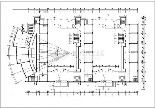 沈阳第七中学3900平米五层框架结构教学楼平立面设计CAD图纸-图一