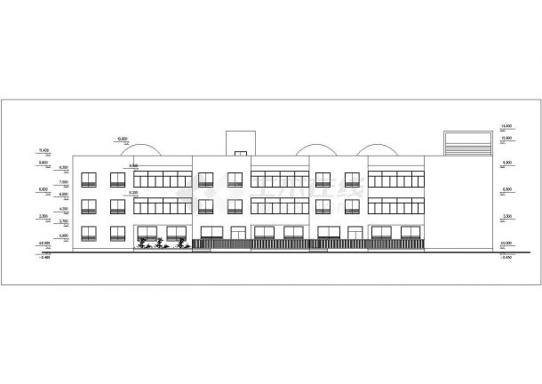 北京某社区幼儿园2800平米3层框混教学综合楼平立剖面设计CAD图纸-图一