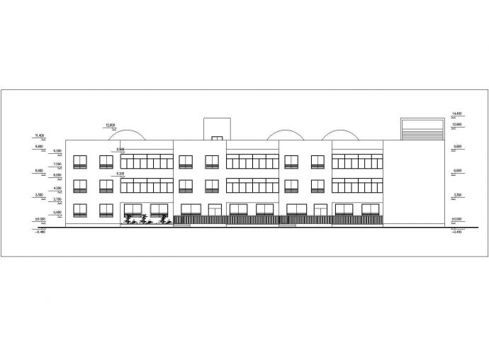 北京某社区幼儿园2800平米3层框混教学综合楼平立剖面设计CAD图纸_图1