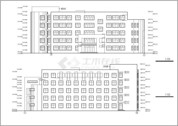哈尔滨某高校3750平米五层框架结构教学综合楼建筑设计CAD图纸-图一