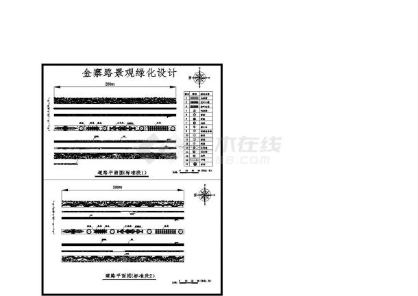 某地道路景观绿化设计cad图(含平面图)-图二