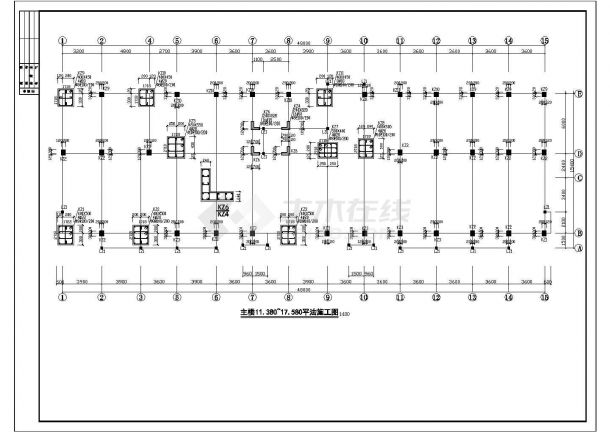 长48米 宽15.4米 -1+6层框架房管办公楼结构施工图-图二