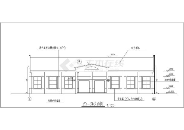 深圳某工厂650平米单层砖混结构职工食堂建筑设计CAD图纸-图一