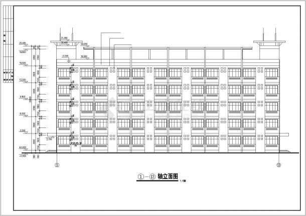 南昌某技术学院3600平米五层框架教学楼平立剖面设计CAD图纸-图一