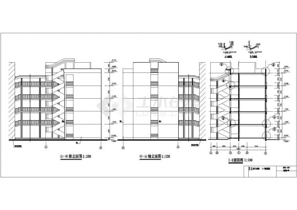 呼和浩特市某中学4千平米五层框架结构教学楼建筑设计CAD图纸-图二