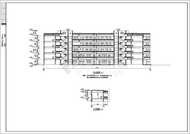 成都市横栏中学1.2万平米五层框架结构教学楼建筑设计CAD图纸-图一