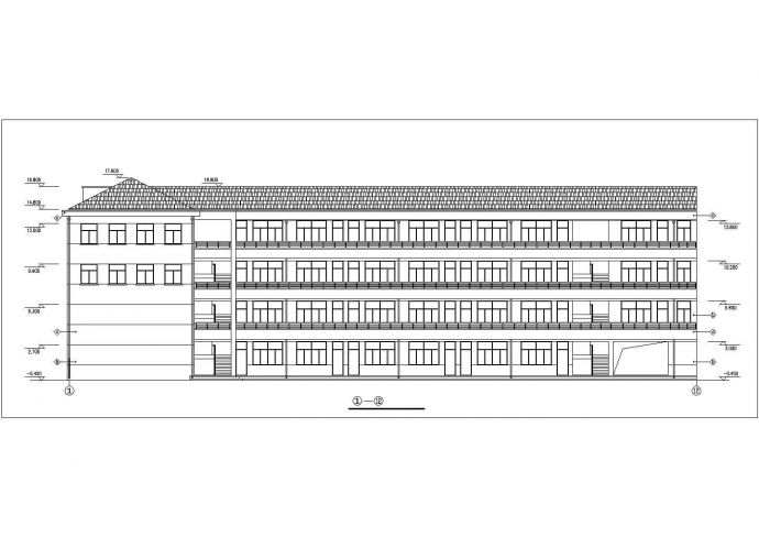 西安某大学1.2万平米4层钢混框架结构教学楼建筑设计CAD图纸（含夹层）_图1