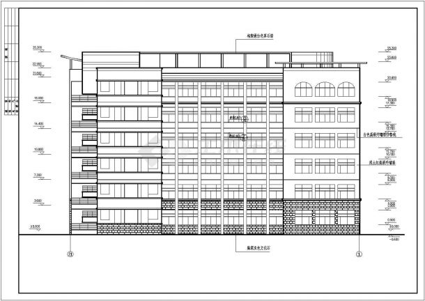 衡阳市某中学4200平米6层框架结构教学综合楼建筑设计CAD图纸-图二