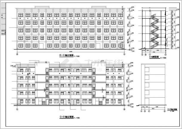 南宁市某中学3850平米五层框架结构教学办公楼建筑设计CAD图纸-图一