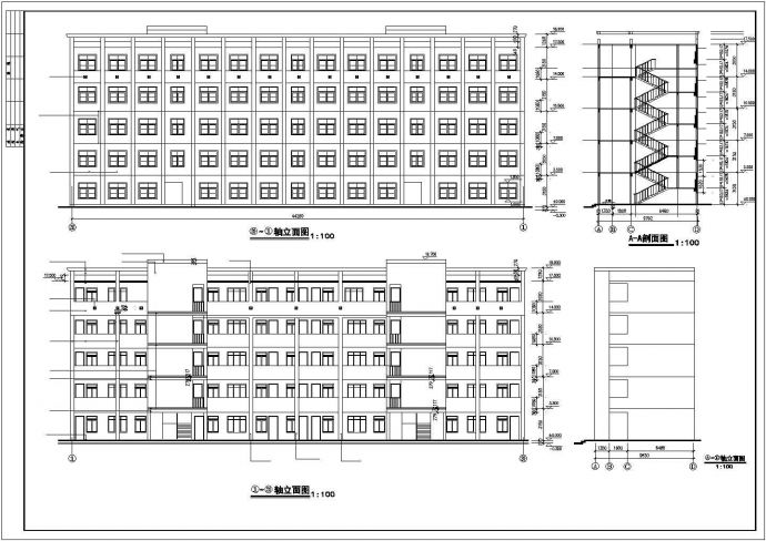 南宁市某中学3850平米五层框架结构教学办公楼建筑设计CAD图纸_图1